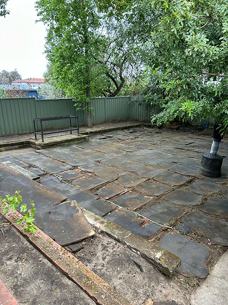 Garden cleanup after photo